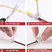 Vista 2 de COB - Paquete de 10 conectores de tira de luces LED, conectores de tira de luz LED COB de 0.315 pulgadas, 2 pines, tira de bricolaje para cables