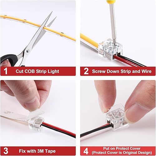 Miniatura 2 de Paquete de 20 conectores de tira LED de 0.315 pulgadas y 2 pines, conectores de cinta LED, conector LED mazorca, conectores sin soldadura de tira a