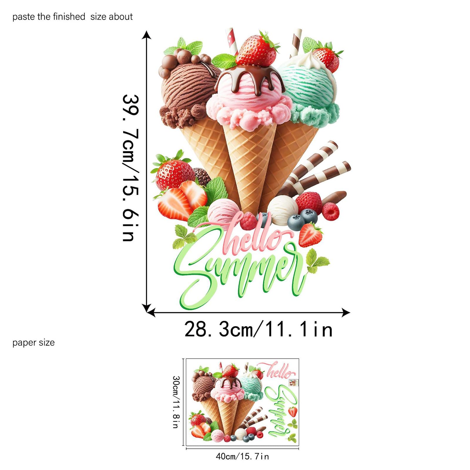 Adesivi creativi ed interessanti della Parete del Gelato-autoadesivi del Gelato, Adatti per Le stanze, i salotti, Le cucine e la Decorazione Domestica, Rimovibili e Facili da attaccare