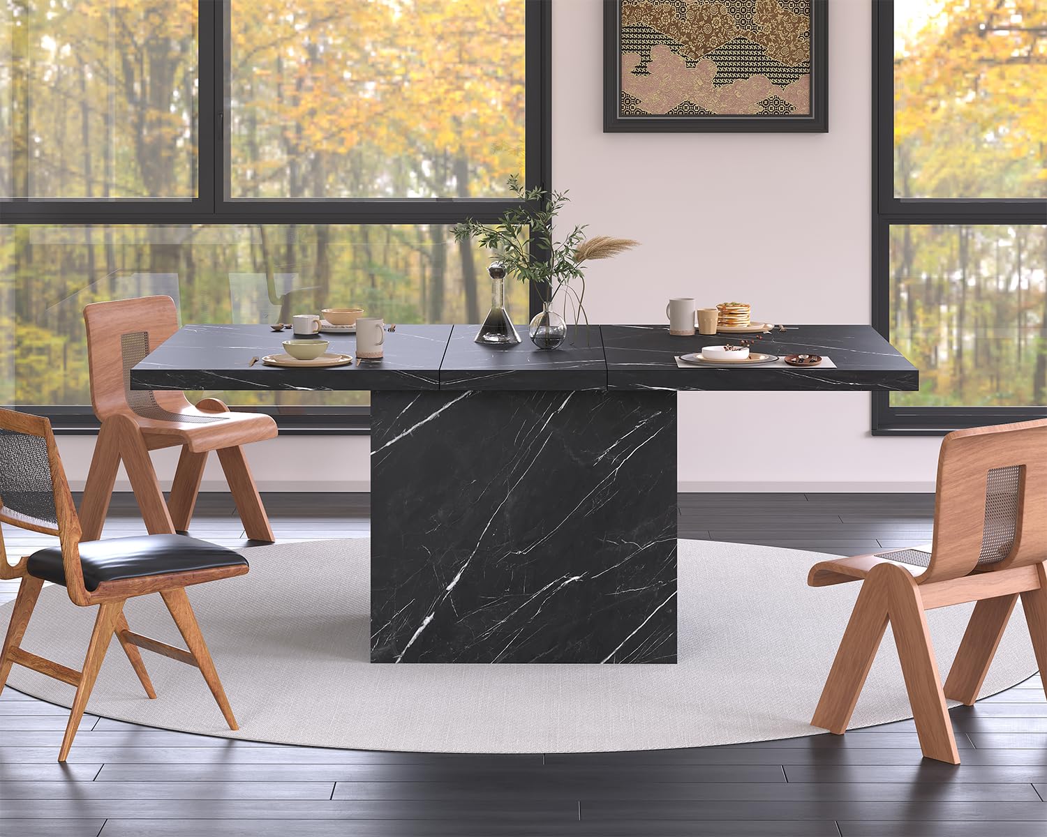 HSH Esstisch Klein Esszimmertisch für 4 6 Personen 140 x 75 x 76 cm Schwarz