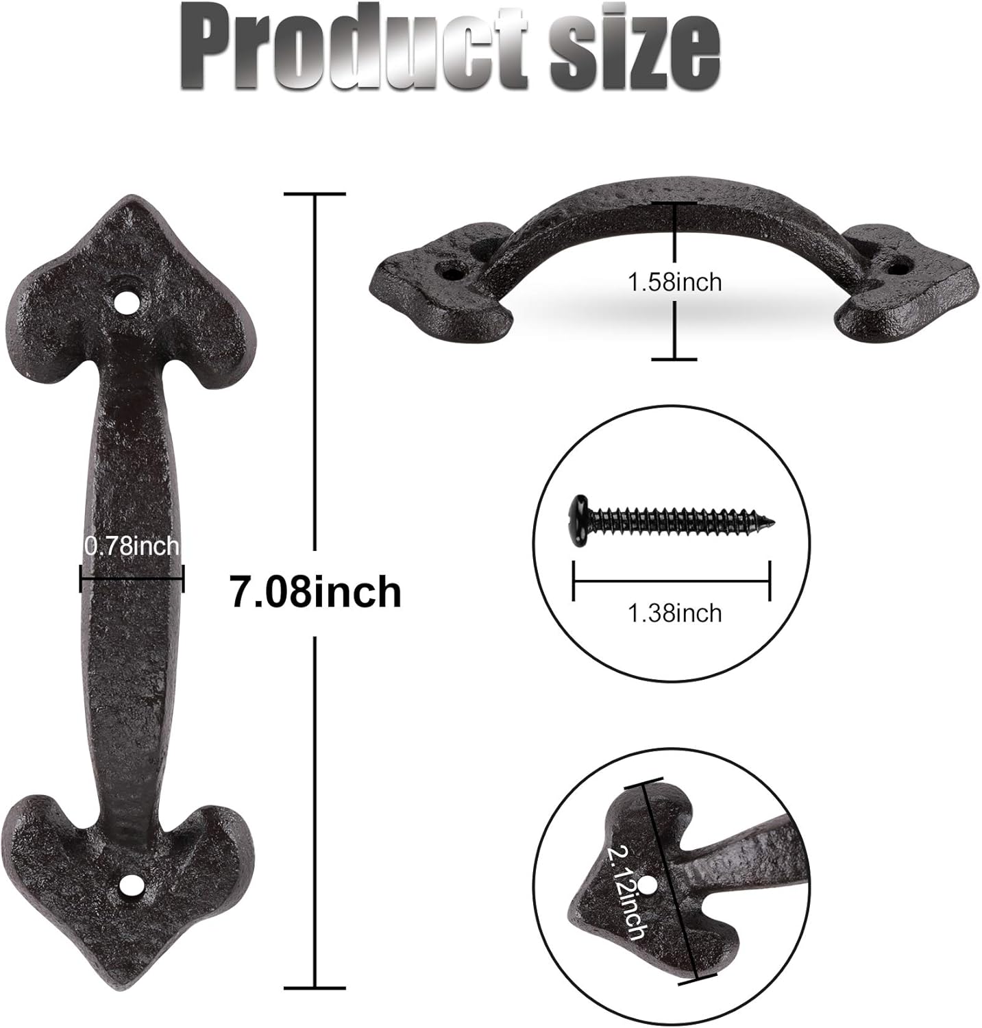 7 Inch Black Rustic Heart Design Steel Pull Handle