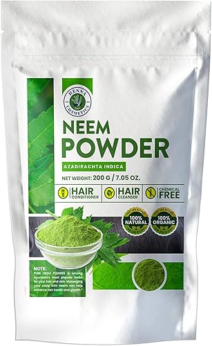 Polvo de neem (Azadirachta Indica) 7.05 onzas 100% para cabello y piel