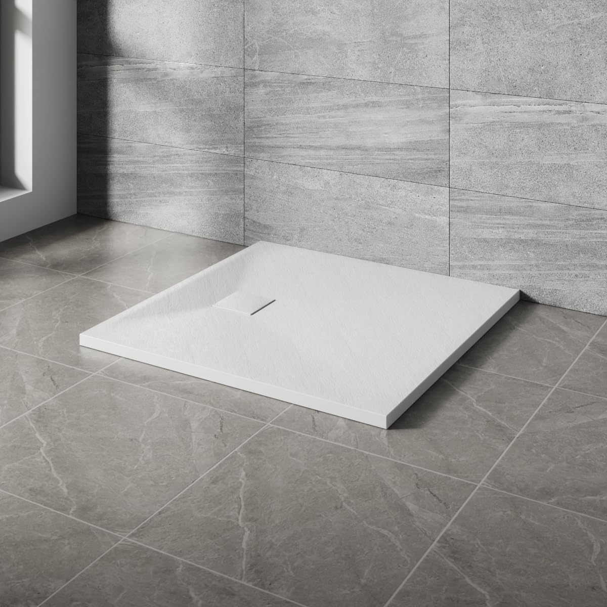 NRG 900x900mm SMC Square Shower Tray White with Fast Flow Waste for Bathroom Enclosures