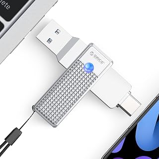 ORICO UFSD USB C Flash Drive 64GB, 405MB/s Memory Stick, 2 in 1 USB 3.2 & Type C, Efficient Heat Dissipation, Dual OTG Thumb Drive for MacBook and USB-C Phone, for Deigner and School(LD Series)