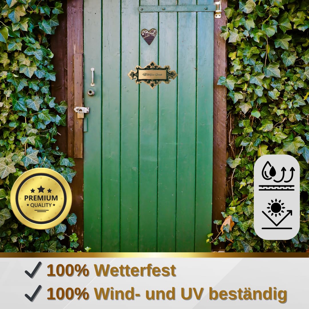 Elegantes Antik-Design: Massives Messing-Türschild 17,5 x 0,7 x 10 cm inklusive individueller Gravur für Haustüren, Briefkästen und Eingangsbereiche