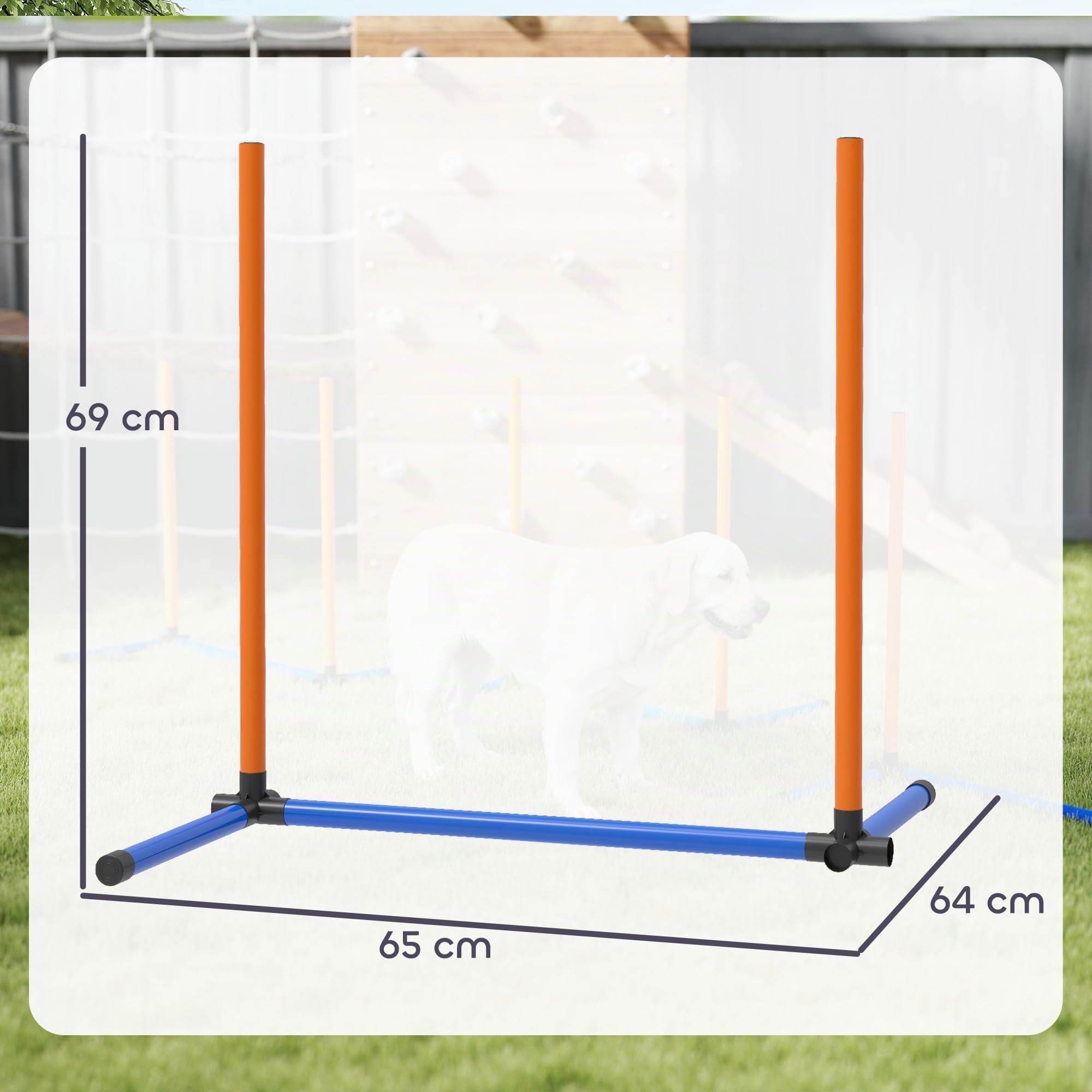 PawHut Agility Kit pour Chien - Équipement d'agility 3 pièces avec Barres de Slalom, piquets de Sol, Sac de Transport, kit d'entraînement pour Toutes Les Tailles de Chiens, pour l'intérieur et | Sac de transport pour chiens de toutes tailles, pour l'intér