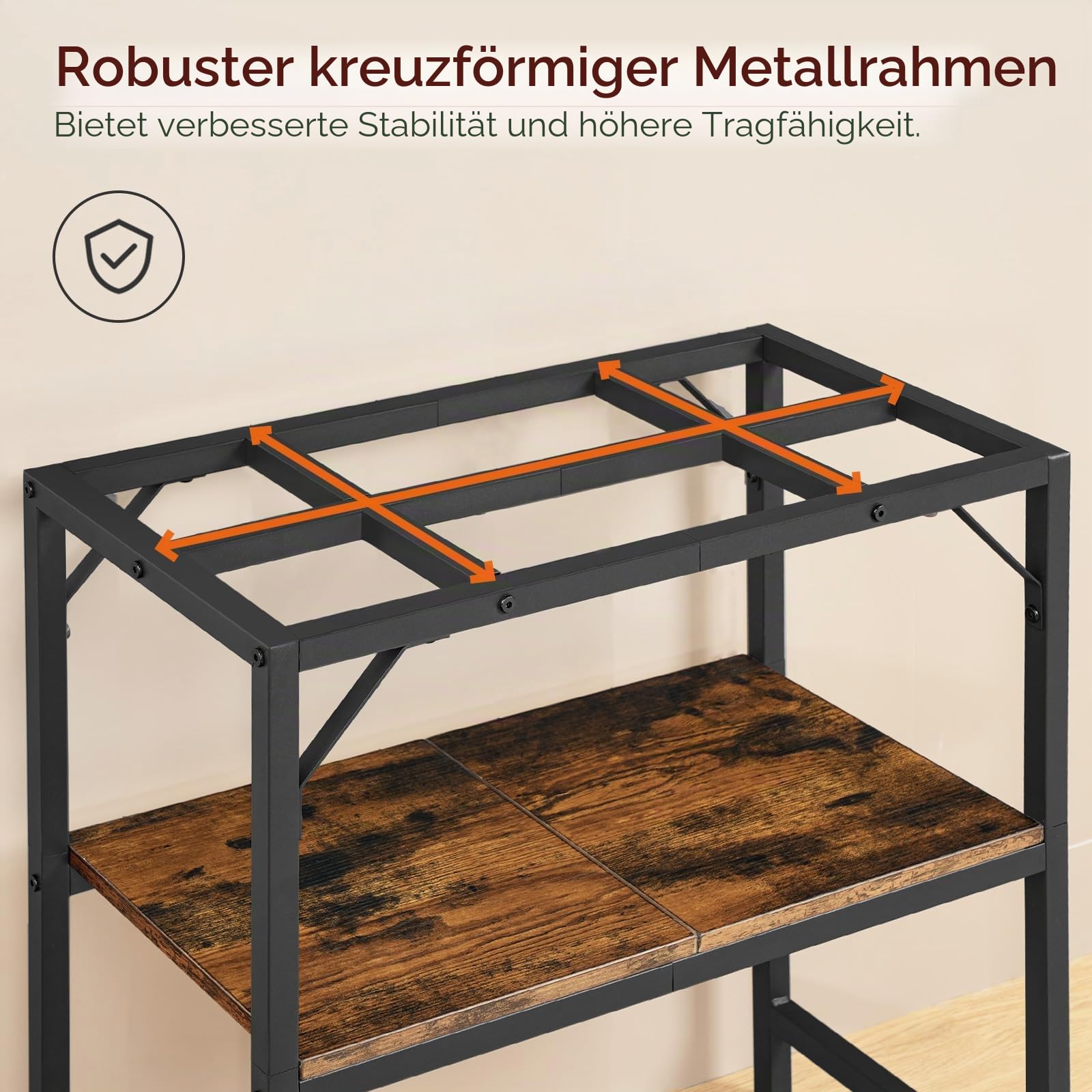 MAHANCRIS Aquariumständer, 20 L Aquarium Unterschrank, Aquariumregal, 2-stöckiger Aquarium Tisch, Fischtankständer mit Ablage, 204 kg belastbar, 61 x 30 x 62 cm, Vintagebraun und Schwarz AFTHR2001