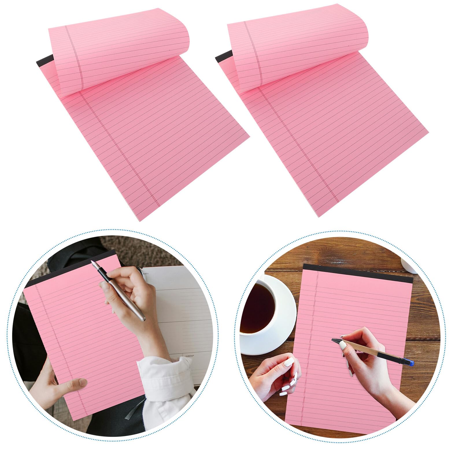 NOLITOY 4 Stück-Pack A4 Notizblock Rosa mit Linierten Seiten und Horizontaler Aufteilung aus Papier für Effiziente Organisation im Büro und Schule