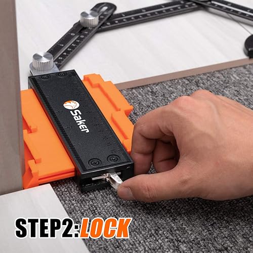 Miniatura 23 de Saker Medidor de contorno, duplicación, bloqueo ajustable, copia con precisión forma irregular, trazado de carpintería irregular, herramienta