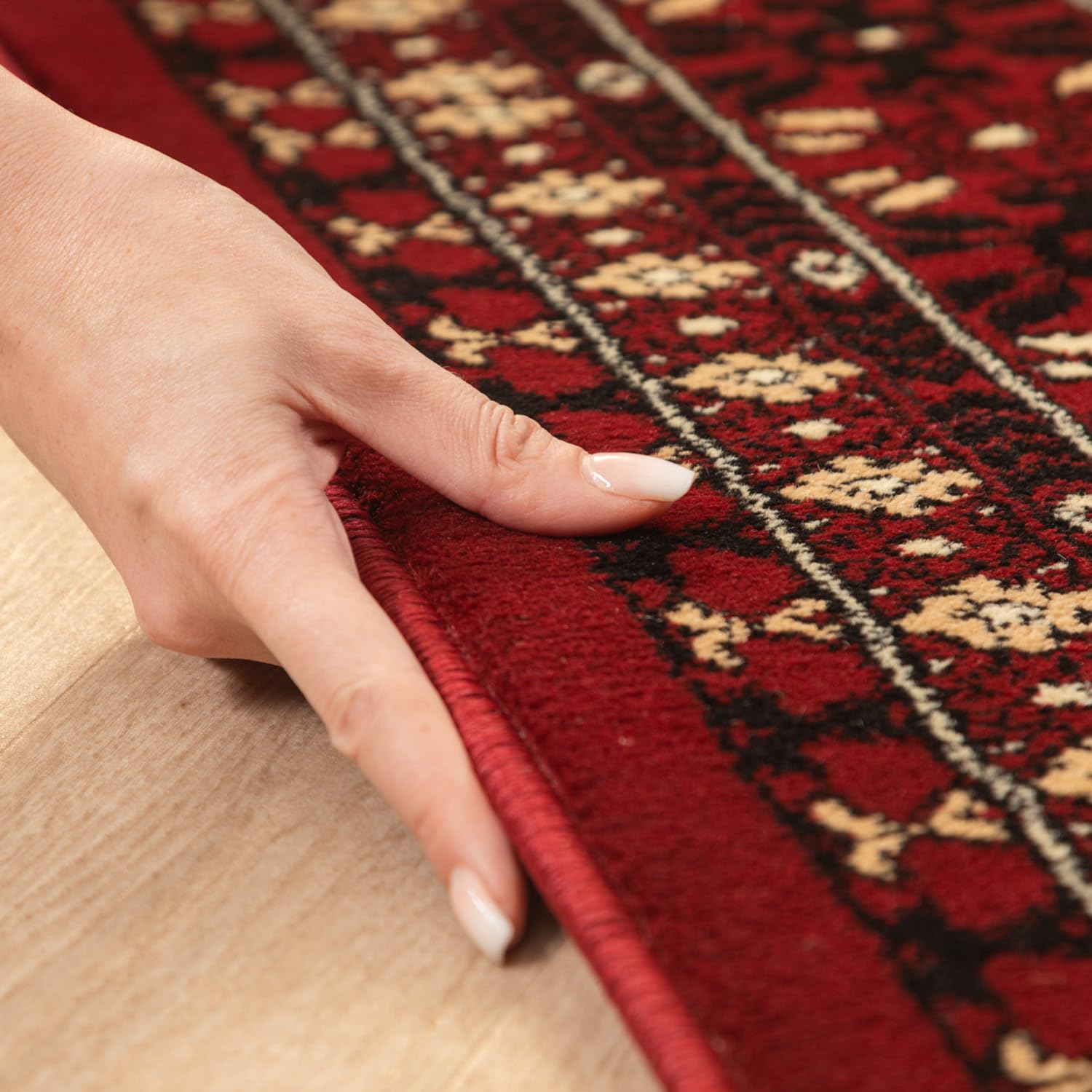 Carpettex Tapis oriental à poils courts – Aspect classique – Rouge – 120 x 170 cm – Tapis de salon, chambre à coucher vintage doux, lavable, tapis de cuisine, chambre à coucher