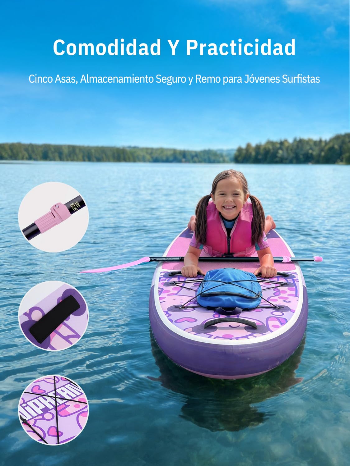 Niphean (Extra Grande) Tabla Paddle Surf Hinchable para 2+1 Personas/Familia, Paddle Surf con (Apto para Principiantes) Aleta Equilibrada, Funda Waterproof, Sup Board para Adultos, Regalo