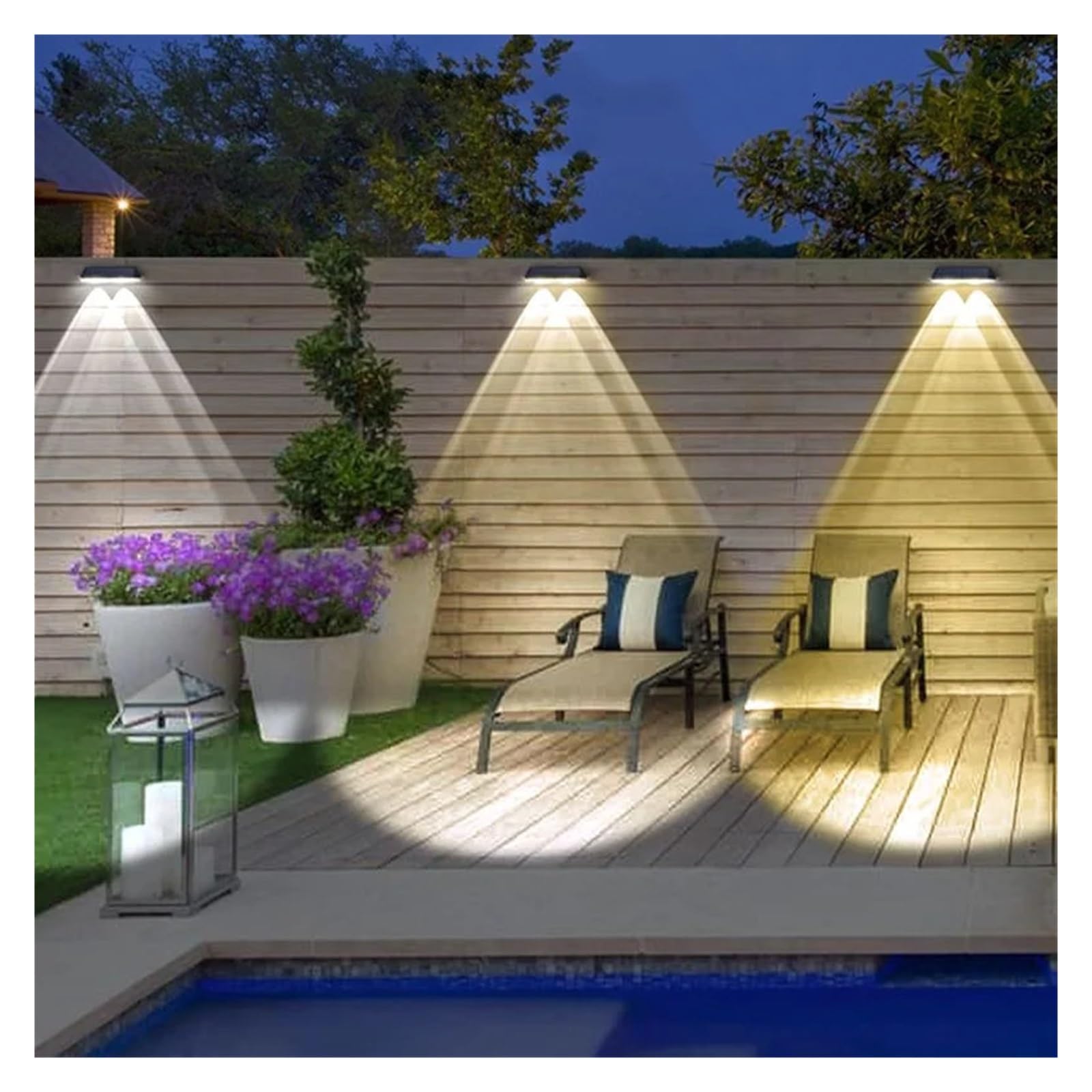 Lampada LED Solare per Esterni, Impermeabile, per Decorazione Giardino, Super Luminosa, per Numero civico di Villa, Balcone, Luce Solare, Illuminazione da Parete (3 Pezzi, Luce fre