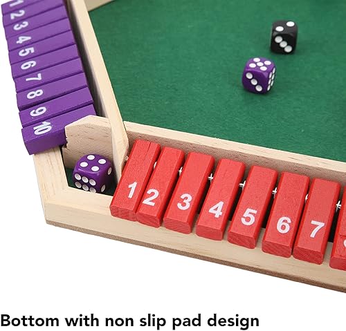 Miniatura 6 de Rosvola Shut The Box - Juego de dados de madera, 6 colores, 6 jugadores, juego de mesa interactivo interactivo y divertido sin fin, juego de