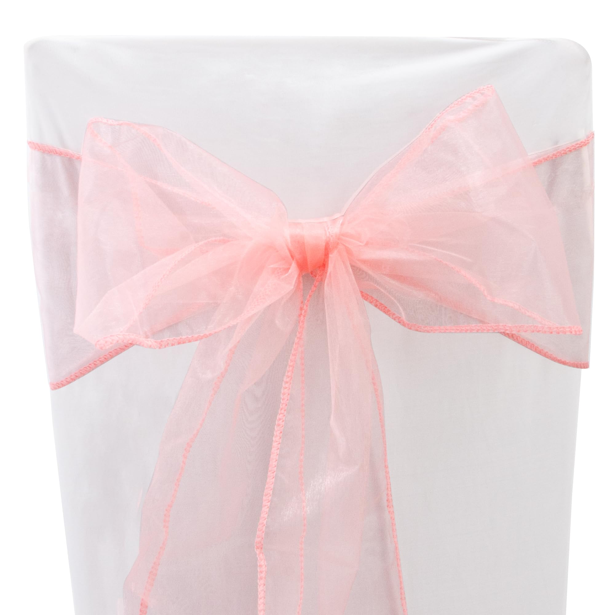 Time to Sparkle 20PCS 17x280cm Organza Chair Sashes Wider Fuller Cover Party Decoration Bow Sashes for Wedding -Coral — image 1