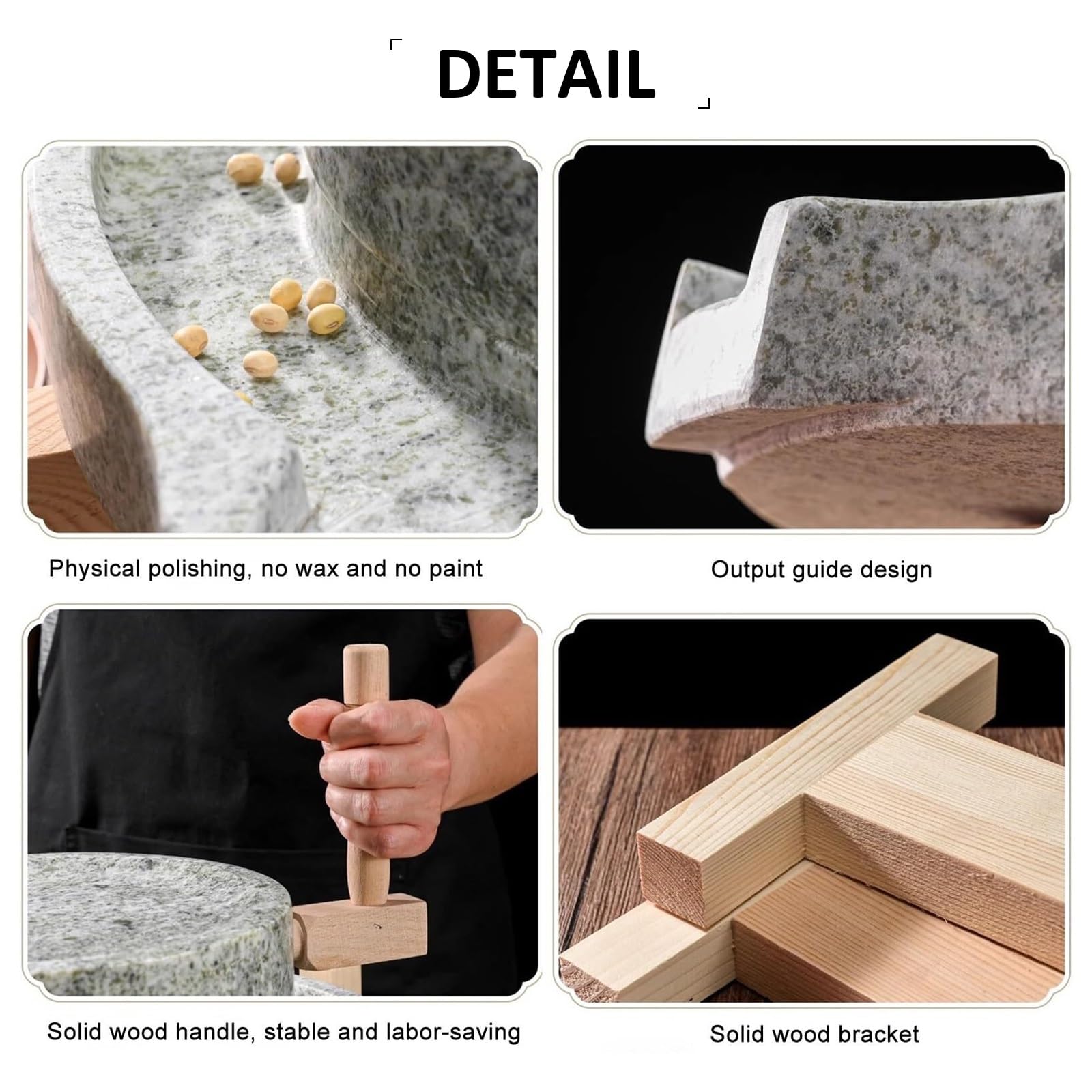 Manuelle Steinmühle, Haushalts-Handmühle für Getreide mit Holzständer, kleiner Gewürzzerkleinerer, handgefertigte Steinmühle aus natürlichem, glattem Blaustein, handgekurbelte Nass-/Trockenmühle(9.8x1