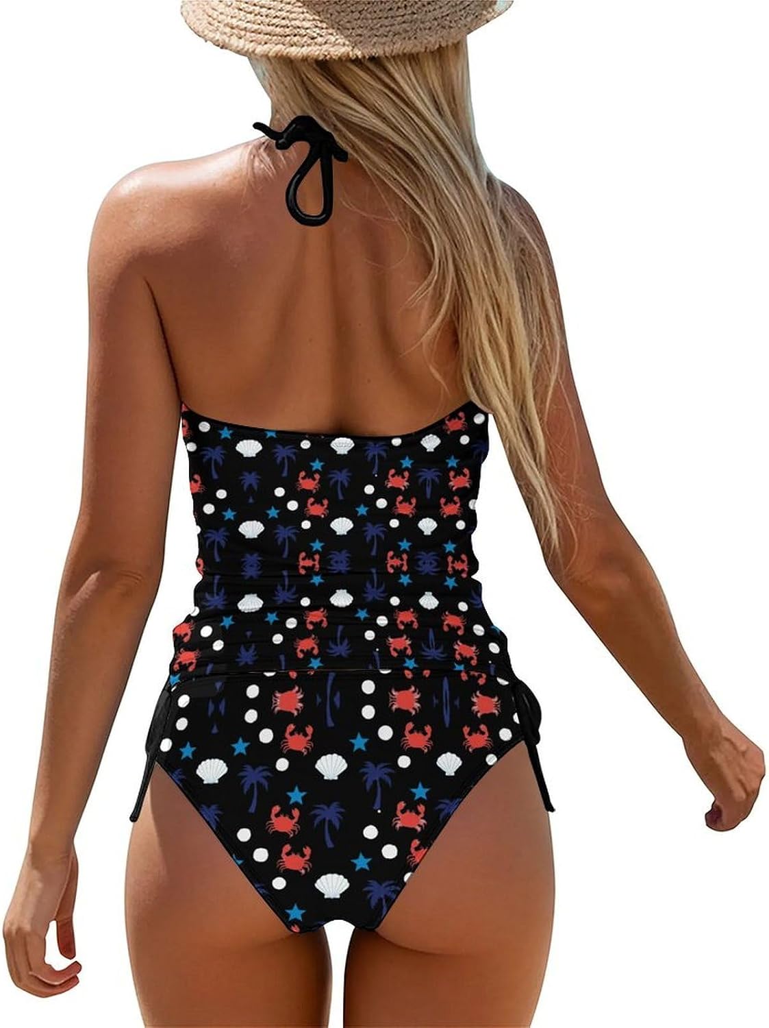 Cute Sea ​​Turtle Women's Sporty Two Piece Swimsuits Halter Push Up Bathing Suits Athletic Swimwear XX-Large (xx_l)