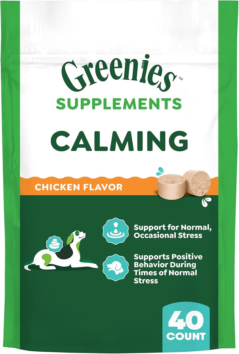 Supplements Calming Chews for Dogs, Chicken Flavor, 40 Count | L-Tryptophan & L-Theanine, supports positive behavior, made in USA, NASC Quality Seal, real chicken, no fillers