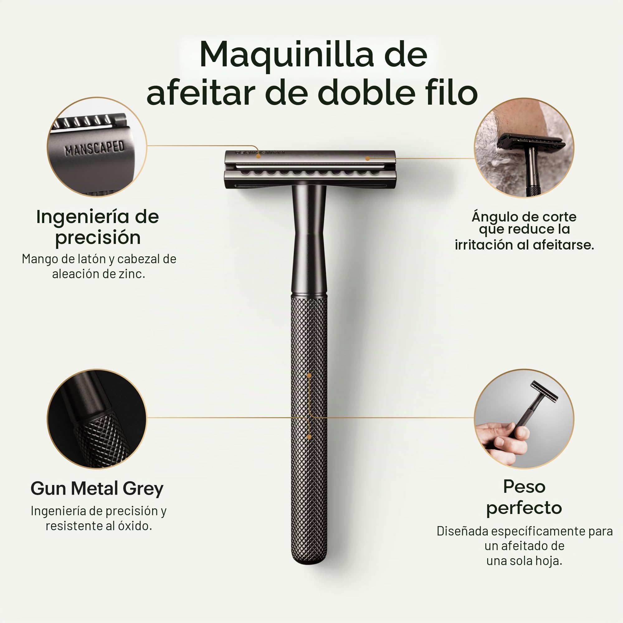 Maquinilla de afeitar de seguridad de MANSCAPED The Plow™ 2.0, cuchilla de afeitar para hombre de doble filo