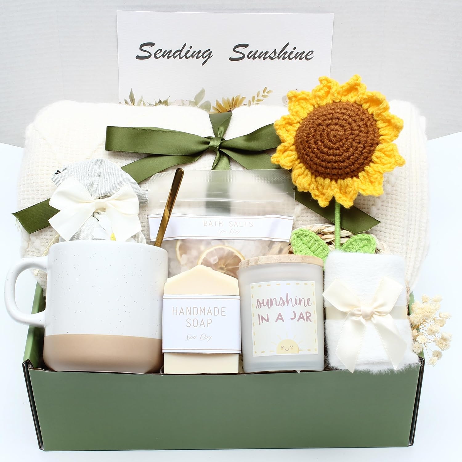 Sending Sunshine Sunflower Gifts For Women, Stress Relief Gift, Birthday Thinking of You Package Gifts Basket for Mom Best Friends Sister Wife Girlfriend, Coworker
