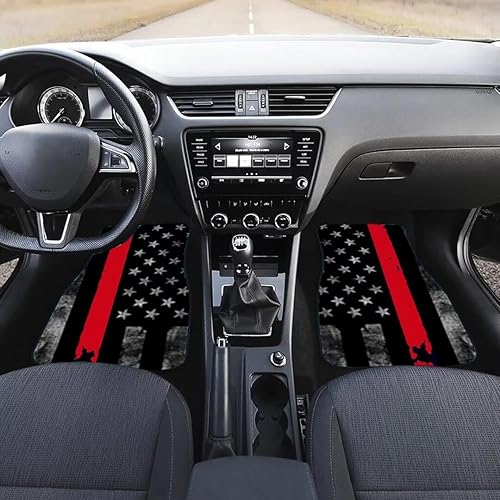 Gearider Juego de 2 tapetes para auto con diseño de bandera americana negra y ro