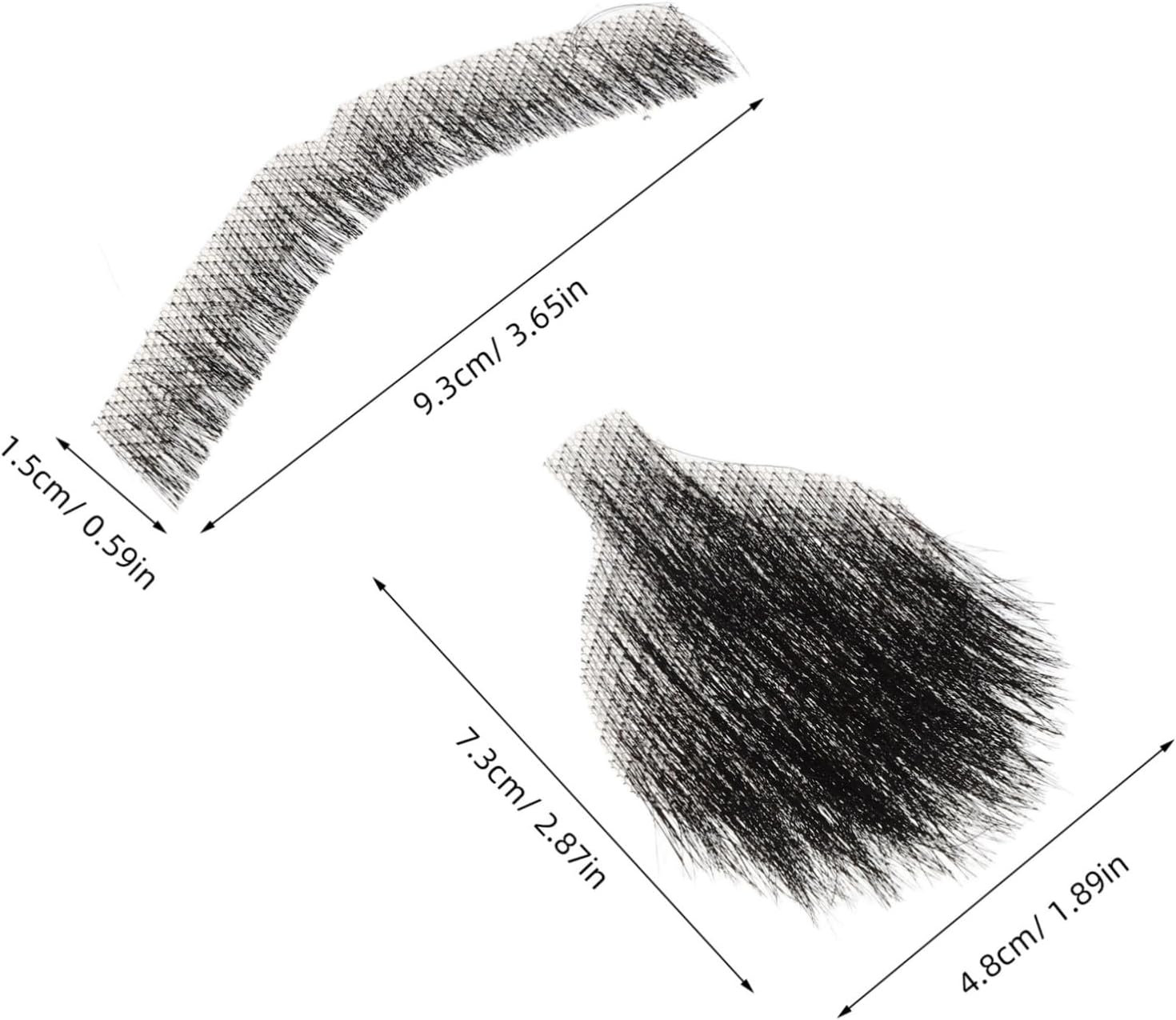 Realistic Fake Beard Mustache Human Hair for Men Black