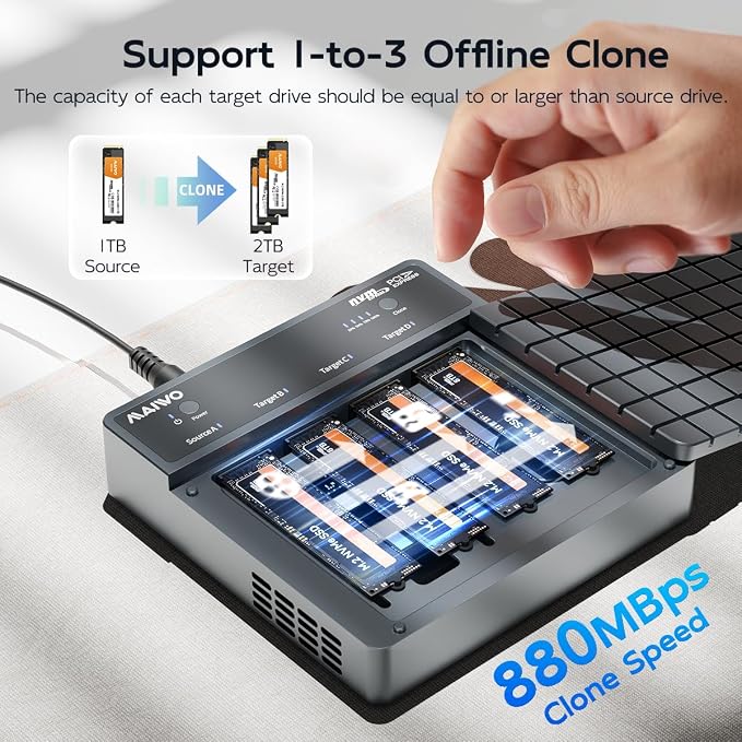 Caja externa para clonar NVMe 4 bahías MAIWO USB4 40Gbps miniatura 2