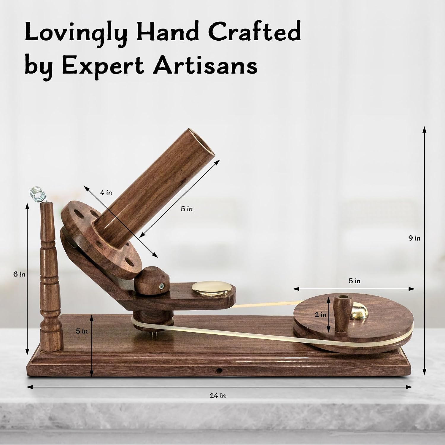 Traditional Wooden Handcrafted & Hand Operated Yarn Center Pull Ball Winder - for Knitters and Crocheters | Rosewood Winder with Sturdy Construction | Knitting & Crocheting Gifts Ideas