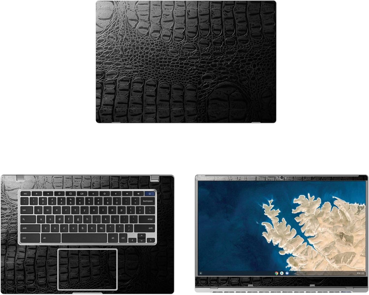 Decalrus - Protective Decal for Samsung Chromebook XE350XBA (15.6" Screen) Laptop Crocodile Skin Pattern Texture Skin case Cover wrap CROsamsungChrmbk15_xe350xbaBlack