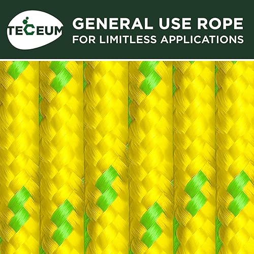 Vista 33 de TECEUM Cuerda – 90 pies x 1/4 pulgadas (0.276 in) – Verde militar – Cuerda fuerte multiusos – Camping, manualidades, asta de bandera