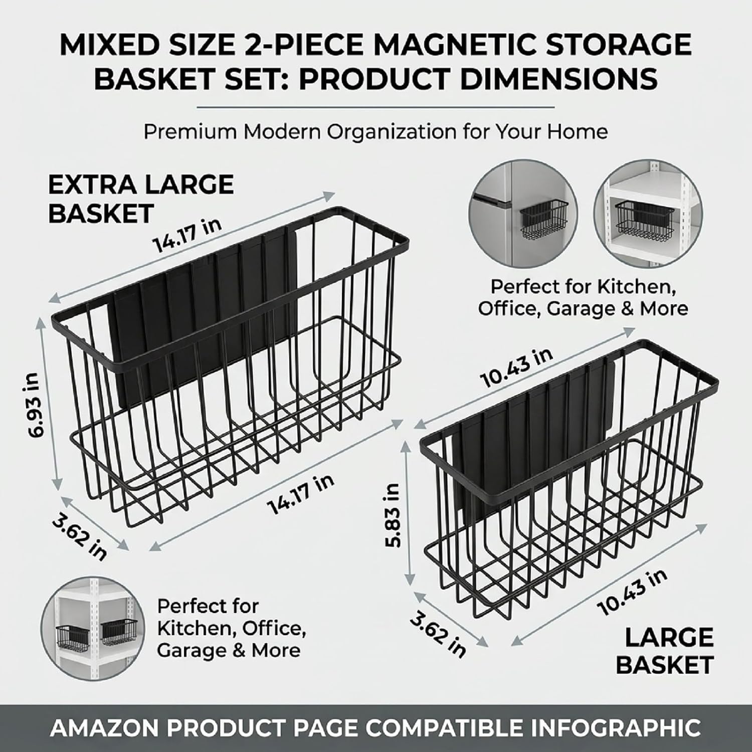 2 Pcs Magnetic Dryer Ball Holder, One Extra Large and One Large Dryer Ball Storage Basket, Laundry Room Organization and Storage