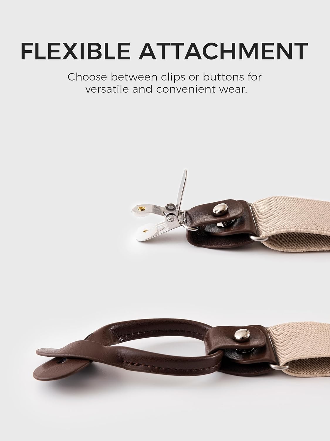 Suspenders for Men with Clip & 6 Buttons 1.4in Y-Shape Stainless Steel - Image 2