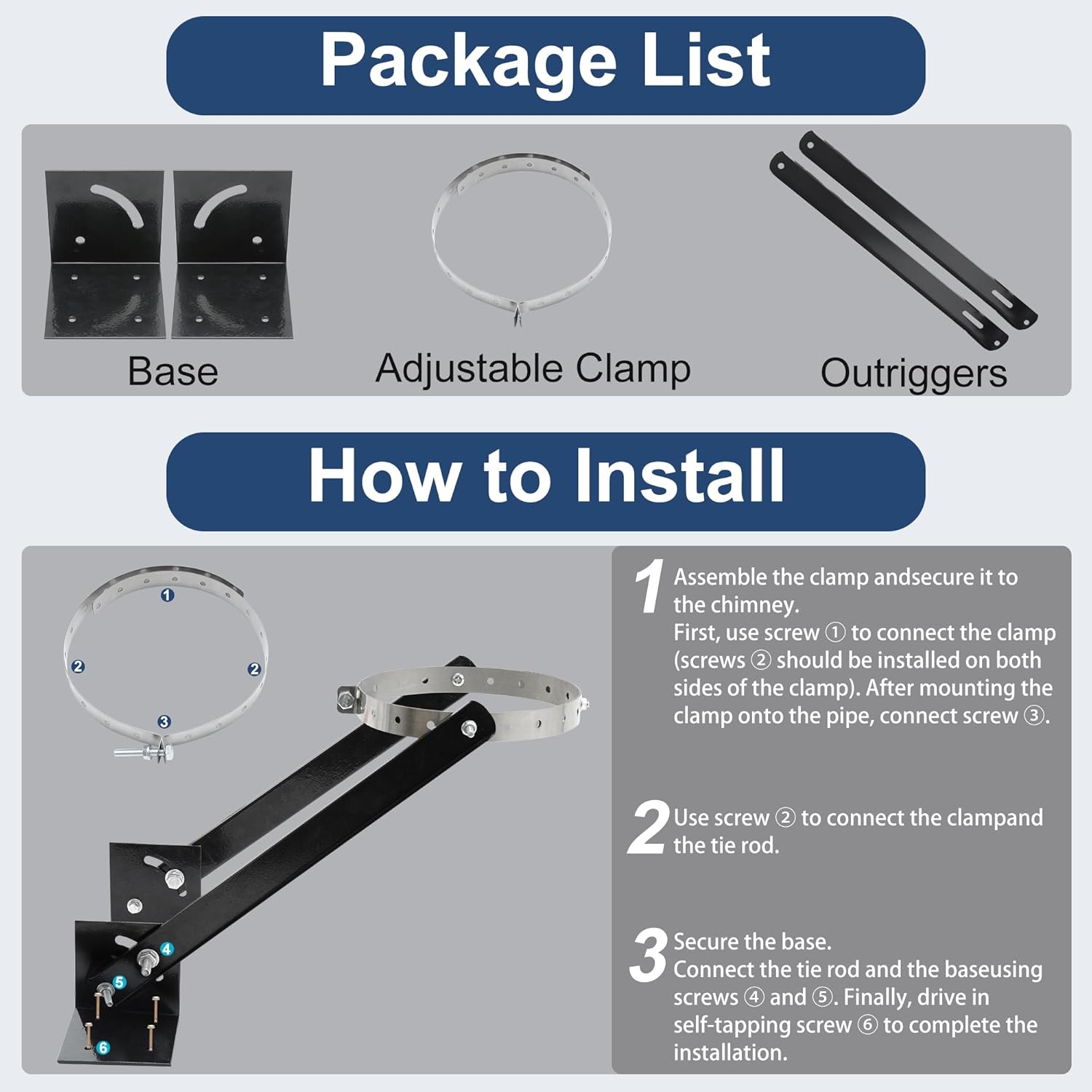 8" Chimney Pipe Support Bracket, Adjustable Fireplace Pipe Wall Bracket, Stainless Steel Stove Pipe Hanger for 8-10 Inch Double Wall Pipes