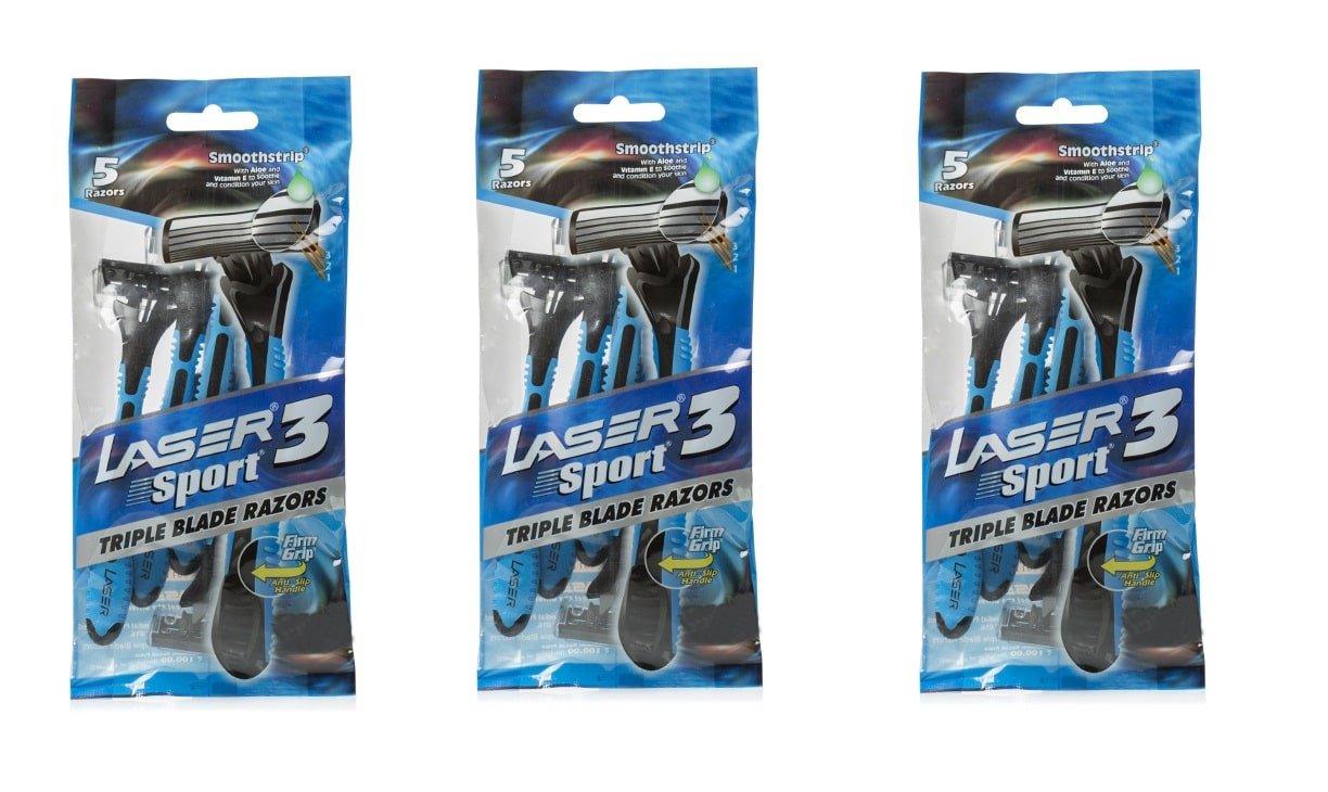 Laser Men Sport 3 Razor Set Of 3 (15 Razor, 15 Cartridges)