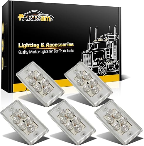 Miniatura 9 de Partsam 5luces rectangulares ámbar 6LED parte superior transparente para Freightliner Volvo