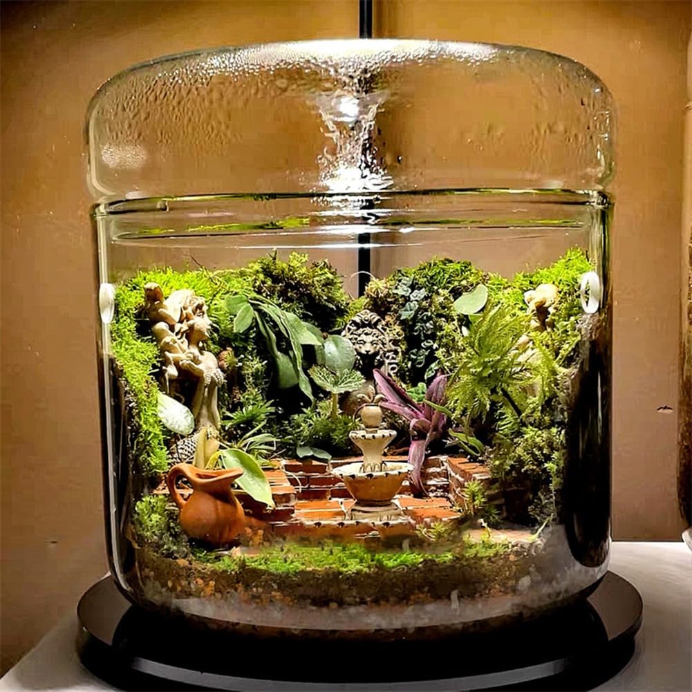 Mikro-Landschaftsglasterrarium mit Tausammeldeckel, Bonsai-Vase Aus Glas, Mikroskopische Landschaft, Ökologische Flasche L