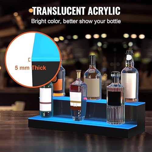 Miniatura 85 de VEVOR Pantalla de botella de licor con iluminación LED, 3 niveles de 40 pulgadas, compatible con USB, estante iluminado de bar para el hogar