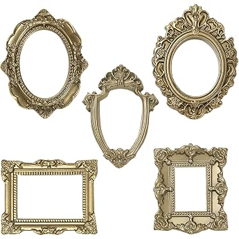 Miniature Picture Frame Vintage Small Vintage Resin Decoration 5 Pieces Photo and Jewellery Stand for Table Photo Citrine Wall Art Creative Projects