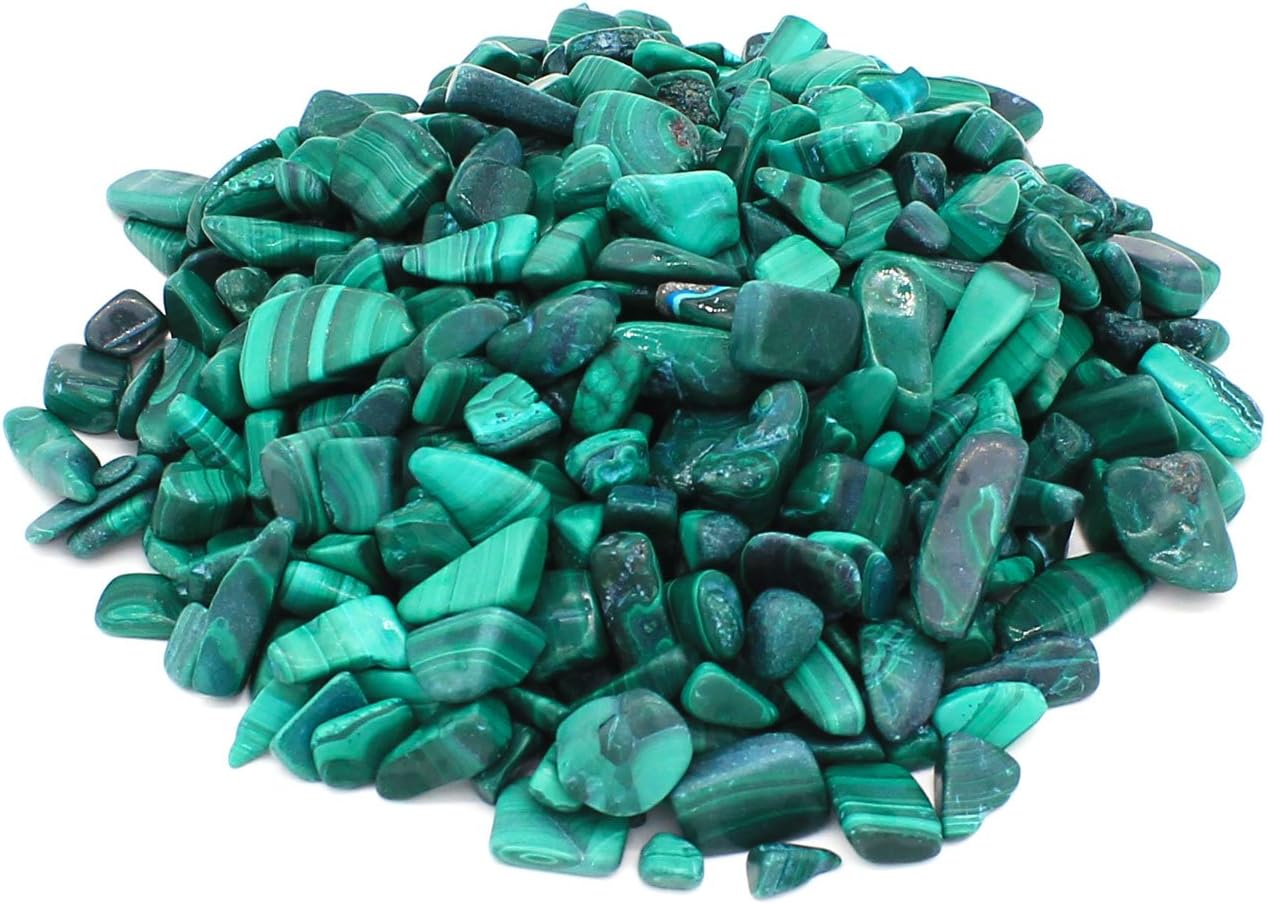 RTCBEADS 10 OZ Natural Malachite Small Tumbled Chips Crushed Stone Healing Reiki Crystal Jewelry Making Home Decoration Aquarium Décor Gravel