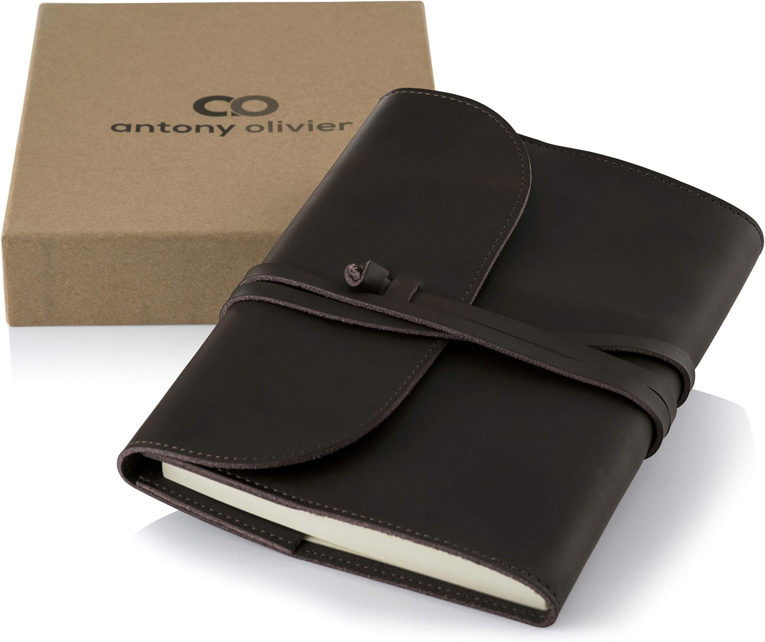 Antony Olivier Real Leather Journal A5 Writing Notebook and Travel Diary | Unlined Fountain-Pen-Friendly Paper | Refillable | for Men, Women, and Students | Classic Vintage Brown (21 x 16 cm)