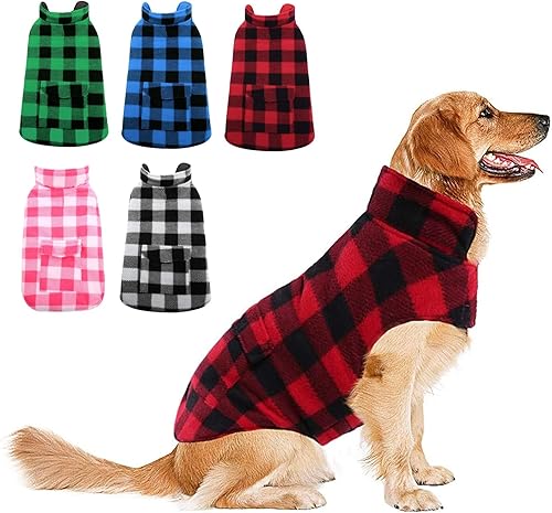 ASENKU - Abrigo de invierno para perros, diseño a cuadros reversible, impermeable, para climas fríos, para perros pequeños, medianos y grandes