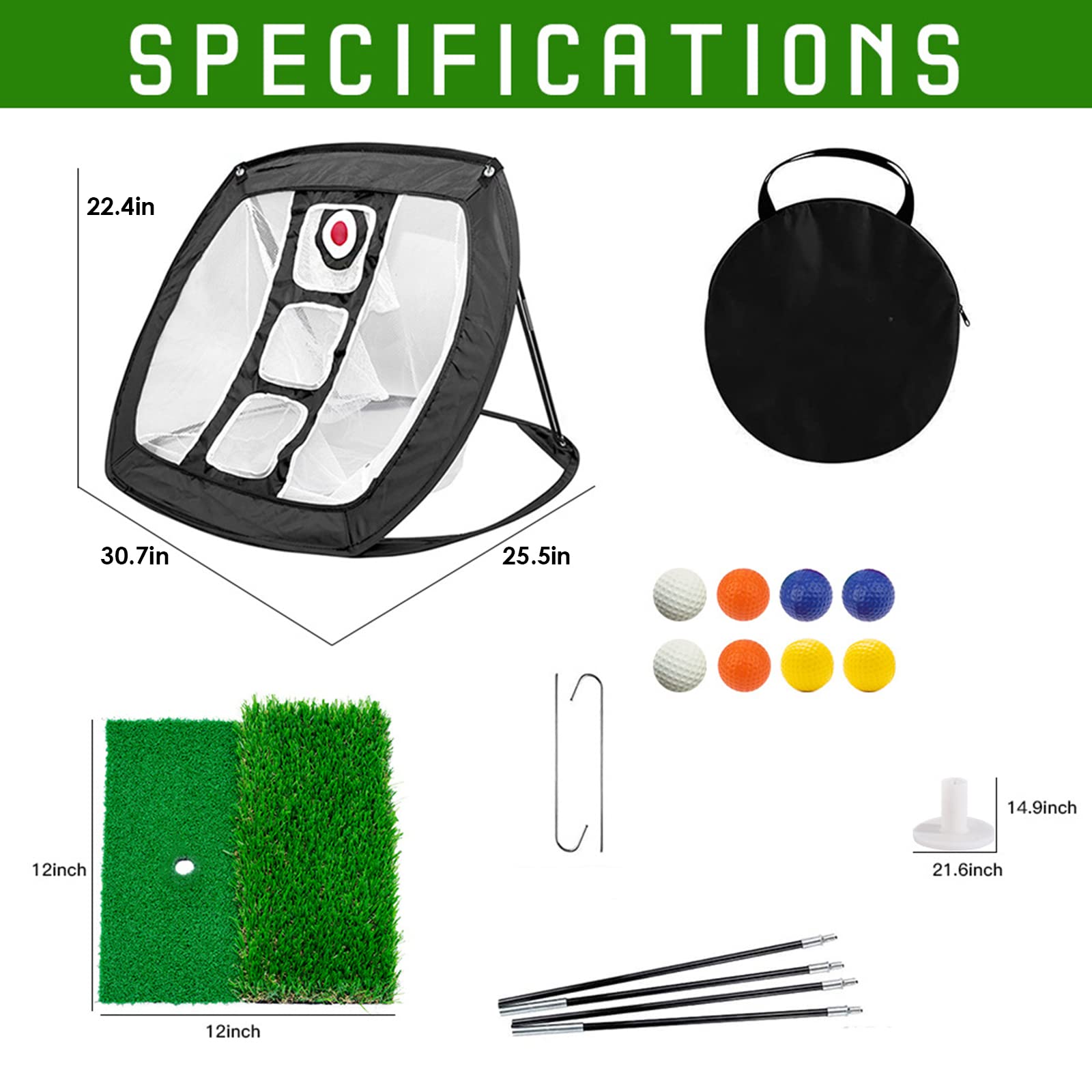 Yolispa - Kit de red de golf portátil para entrenamiento interior y exterior