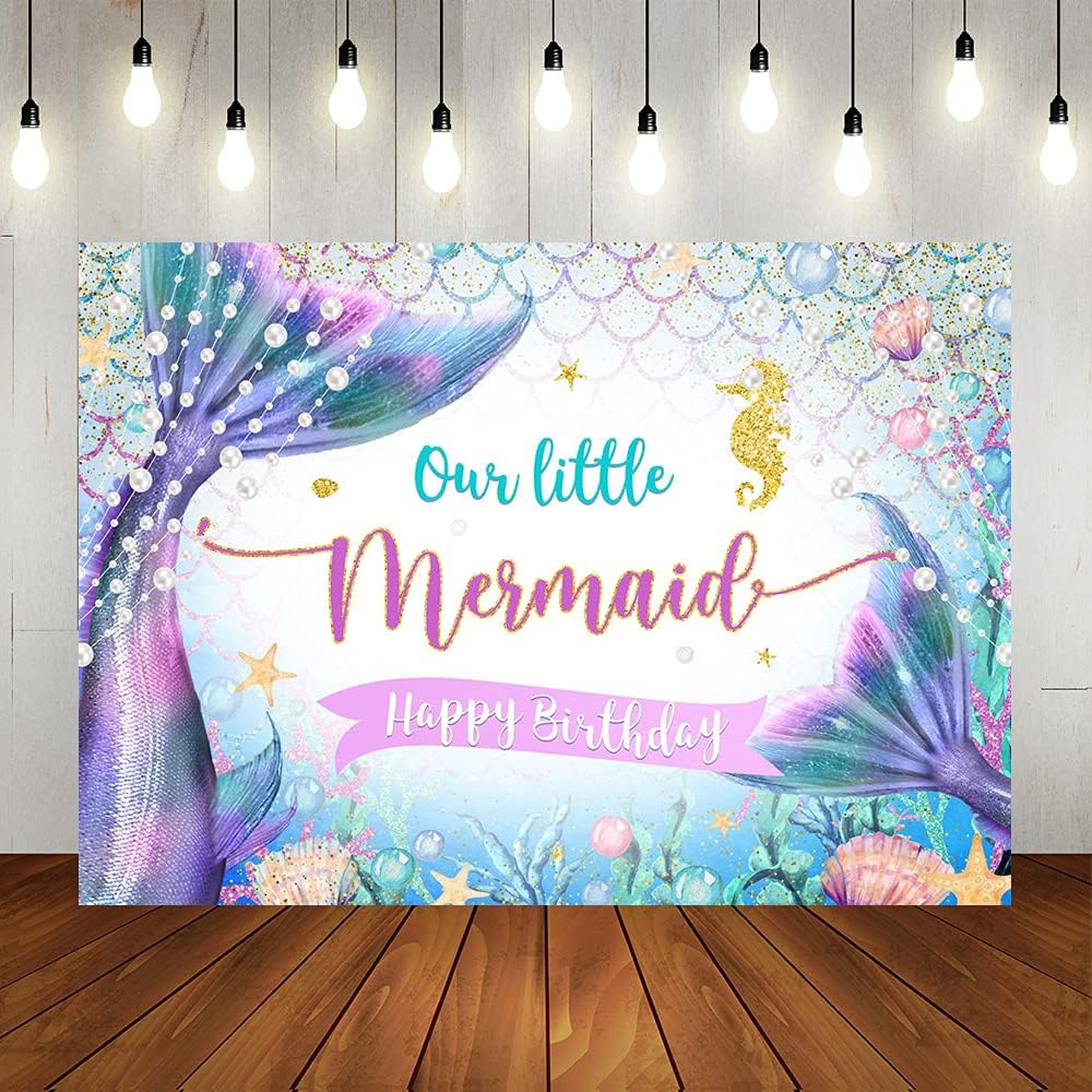 Sfondo Fotografico Sirena 2.1x1.5m - Decorazione Feste Compleanno Sott'Acqua - Foto 7