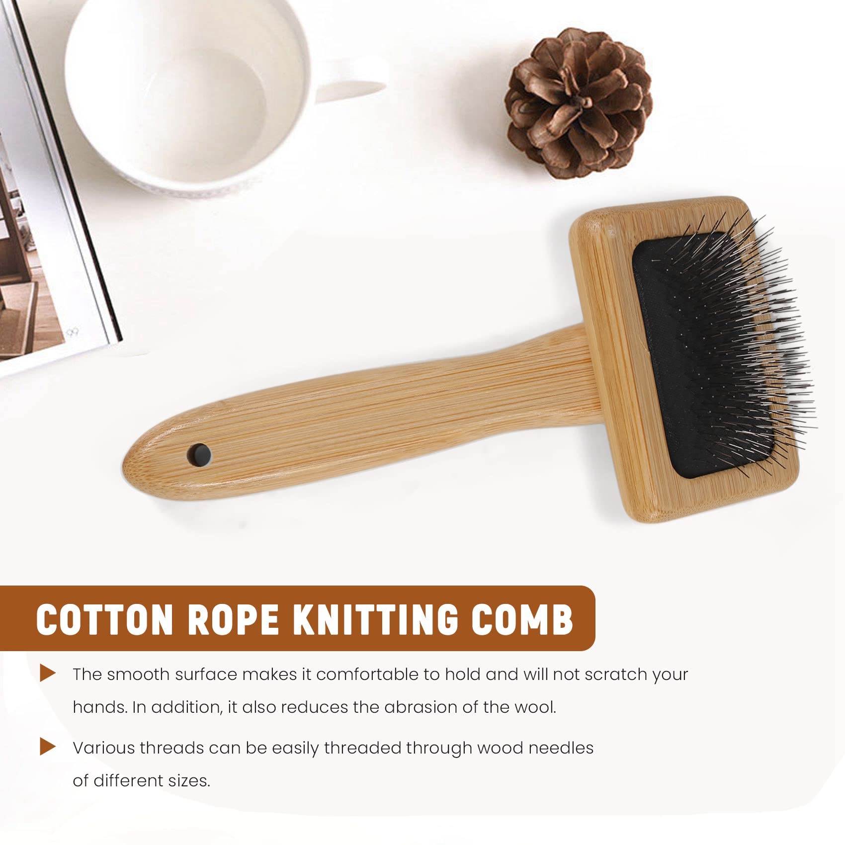 Nagoyuki Pettine per Tessitura Arazzo Macrame Slicker Brush Corda di Cotone Pettine Nodo Aperto Accessori per Maglieria Intrecciato DIY