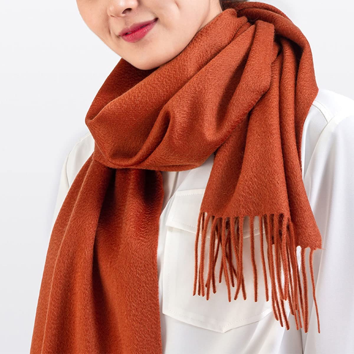 Bufanda de cachemir puro para mujer, estola larga, suave y gruesa con borlas, ideal para otoño e invierno.