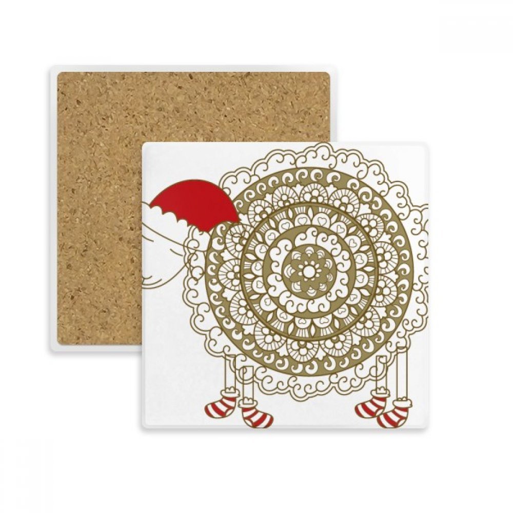Coaster dessous de verre absorbant moutons de Noël déco table fête cuisine