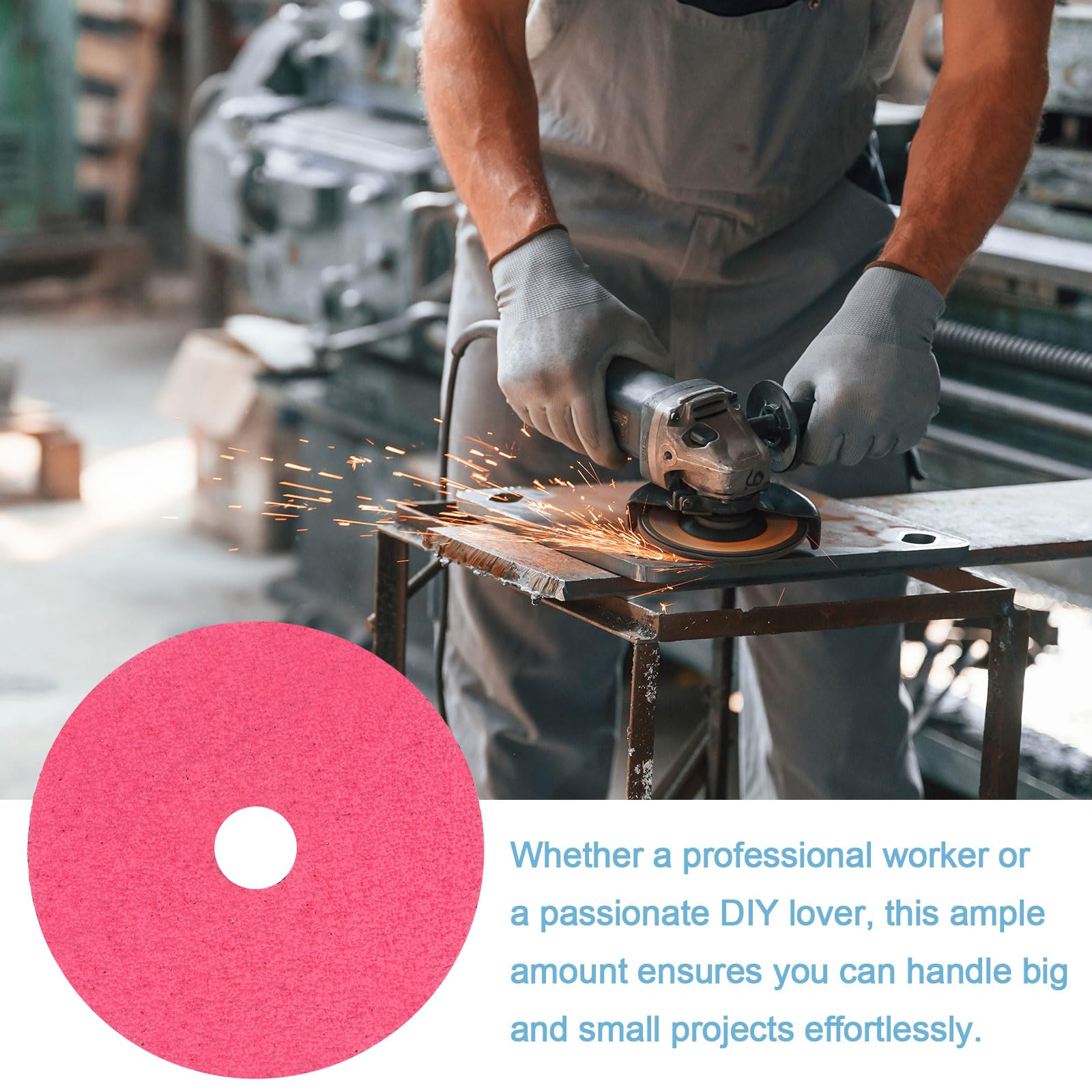 HARFINGTON 25pcs 60 Grit Aluminum Oxide Resin Fiber Discs 5" X7/8" Metal Sanding Grinding Discs For Angle Grinding Machine Polishing And Grinding Metals, Wood, And Fiberglass