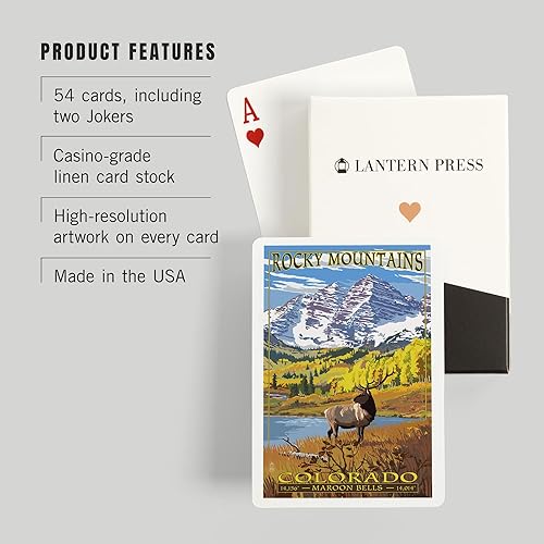 Miniatura 3 de Lantern Press Parque Nacional de las Montañas Rocosas, Colorado, Maroon Bells (52 cartas de juego, baraja de cartas de tamaño póker con comodines)