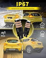 Vista 7 de Bombillas LED 3156 3157 3057 4157 T25 amarillo ámbar, 60 chips SMD súper brillantes para coche camión, luz de marcha atrás, luz trasera de señal