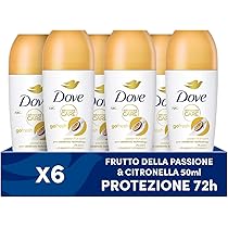Dove, Deodorante Roll On Advanced Care Passion Fruit, Deodorante Antitraspirante, Formula Delicata Con Tripla Azione Idratante, Protezione Fino a 48 Ore, Deodorante Uomo e Donna, 6 Pezzi da 50 ml