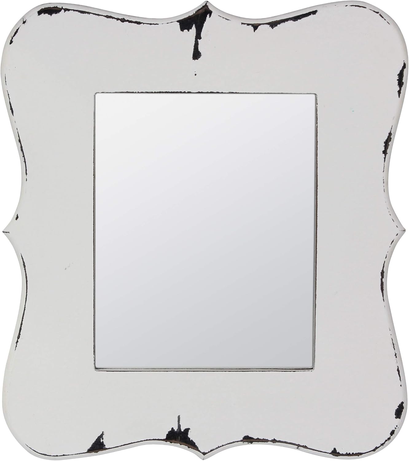 Stonebriar Decorative Worn White Wooden Hanging Wall Mirror